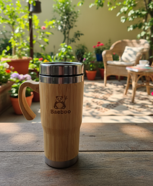 Baeboo Insulated Bamboo Coffee Tumbler with Handle