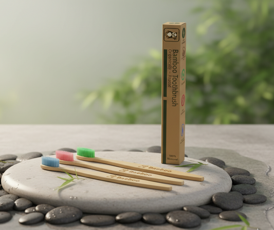 Bamboo toothbrush Pack of 4 with four different color