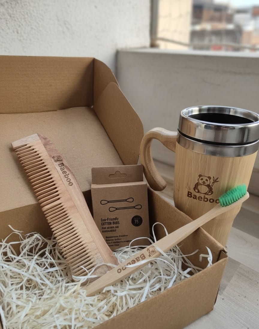 Corporate Gifts Hampers – Bamboo tumbler , Neem comb , bamboo eco-friendly ear buds , bamboo toothbrush – Baeboo Naturals