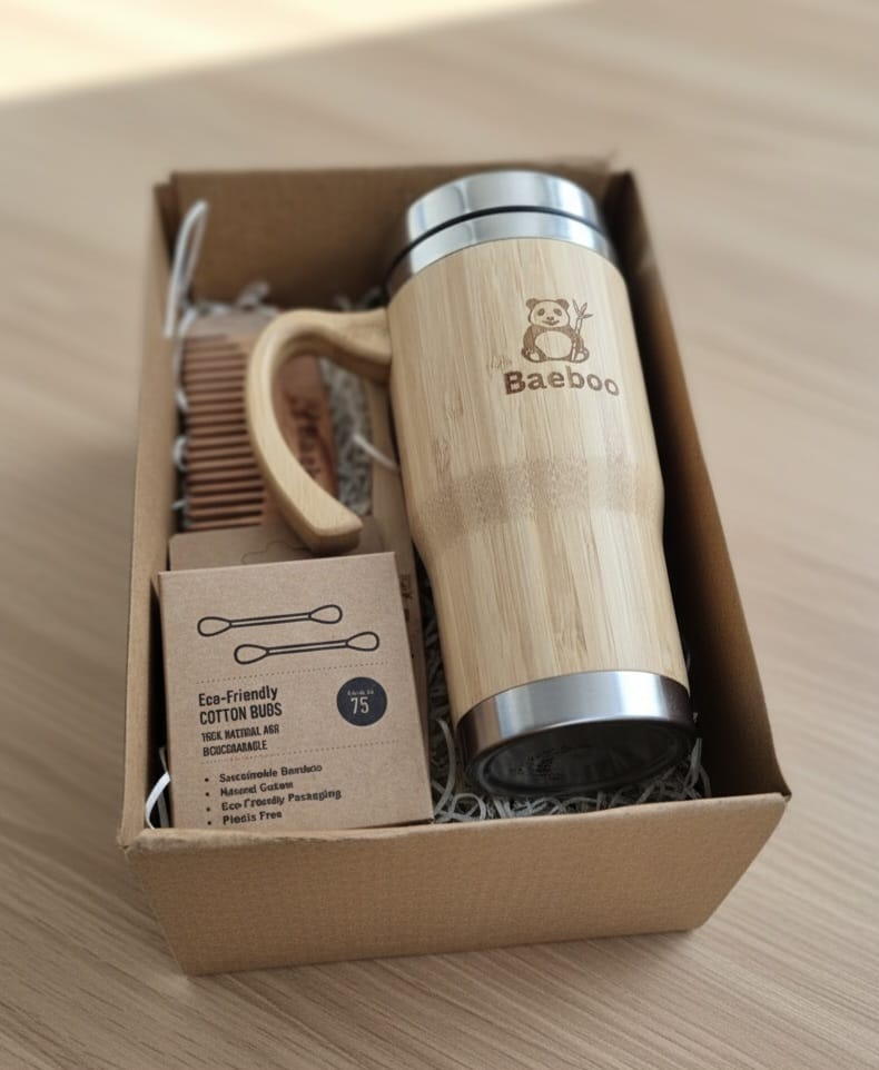Corporate Gifts Hampers – Bamboo tumbler , Neem comb , bamboo eco-friendly ear buds , bamboo toothbrush – Baeboo Naturals
